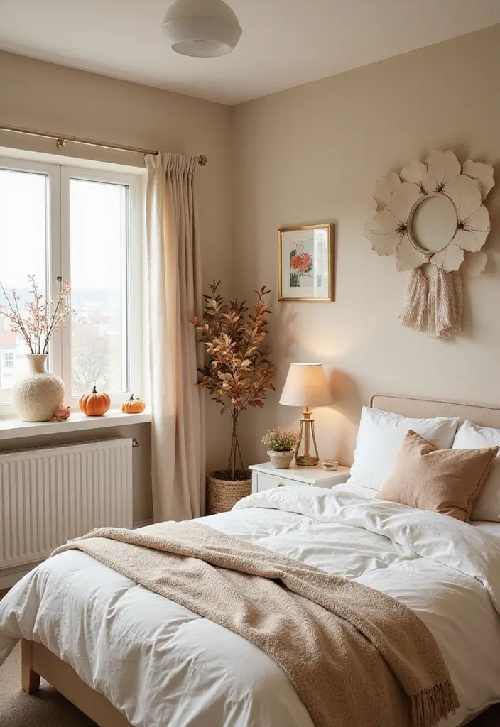 25 Beige Wall Bedroom Ideas That Add Warmth and Sophistication - 25. Seasonal Decor Changes