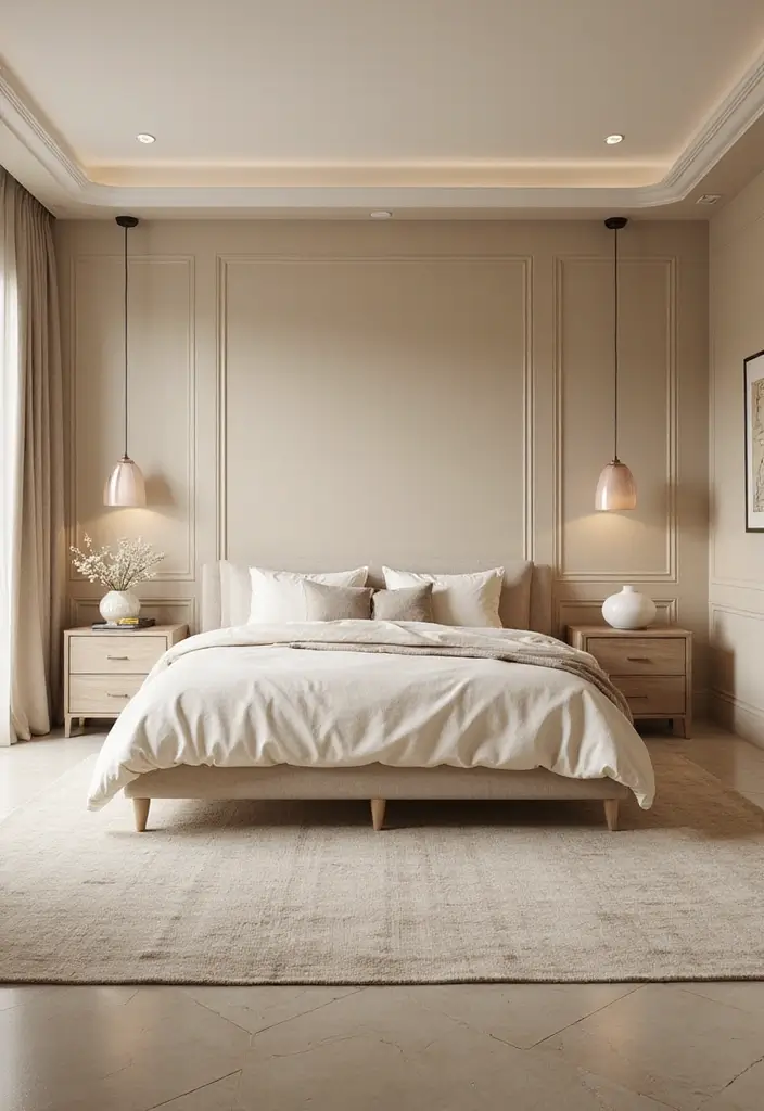 25 Beige Wall Bedroom Ideas That Add Warmth and Sophistication - 5. Sophisticated Monochrome