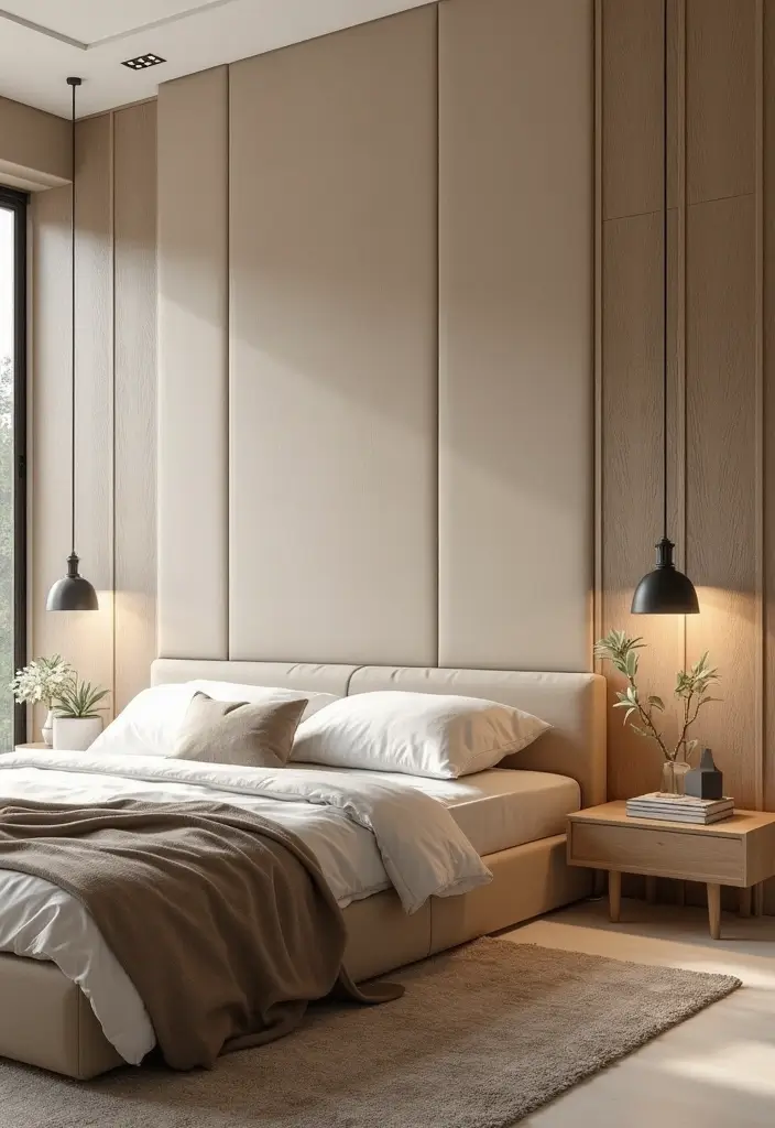 25 Beige Wall Bedroom Ideas That Add Warmth and Sophistication - 8. Textured Wall Panels