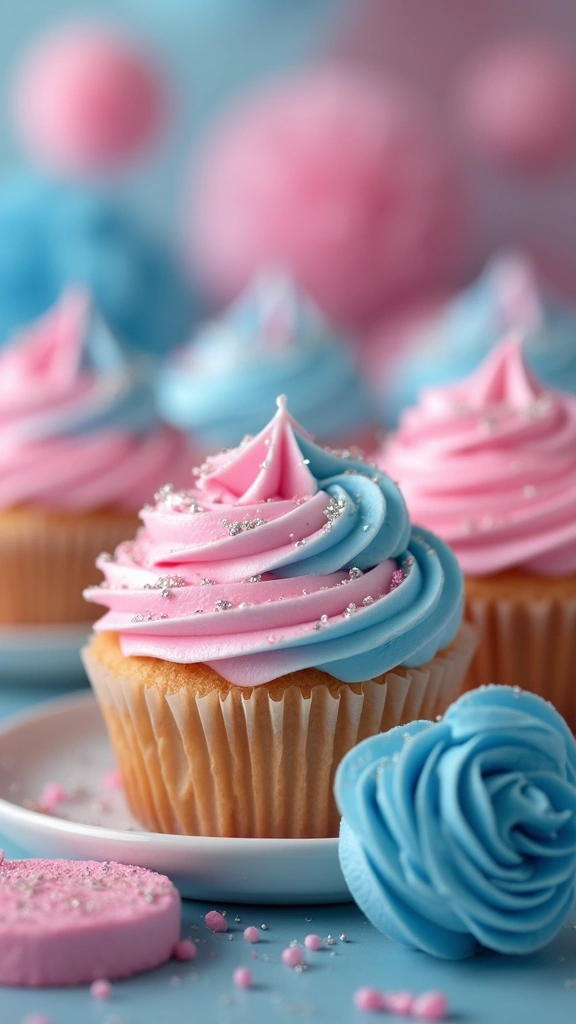 25 Parenting-Approved Gender Reveal Cupcake Ideas Everyone Will Love - 1. Classic Pink and Blue Swirl
