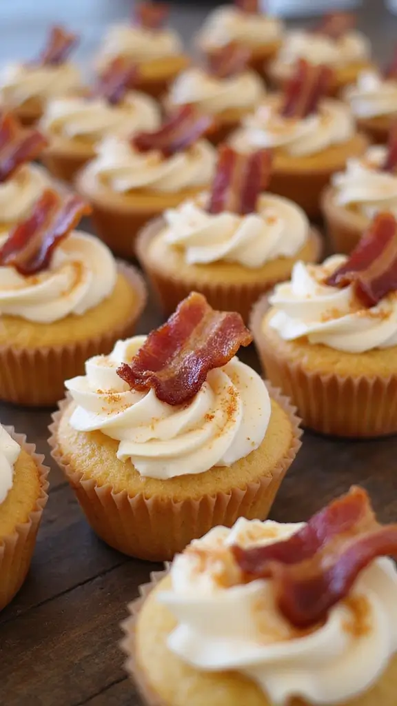 25 Parenting-Approved Gender Reveal Cupcake Ideas Everyone Will Love - 13. Maple and Bacon Cupcakes
