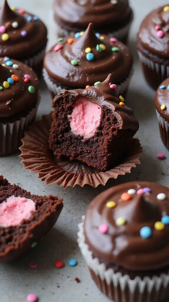 25 Parenting-Approved Gender Reveal Cupcake Ideas Everyone Will Love - 2. Chocolate Surprise Cupcakes