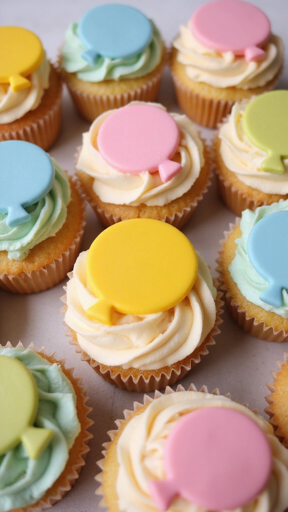 25 Parenting-Approved Gender Reveal Cupcake Ideas Everyone Will Love - 22. Fun Balloon Cupcakes