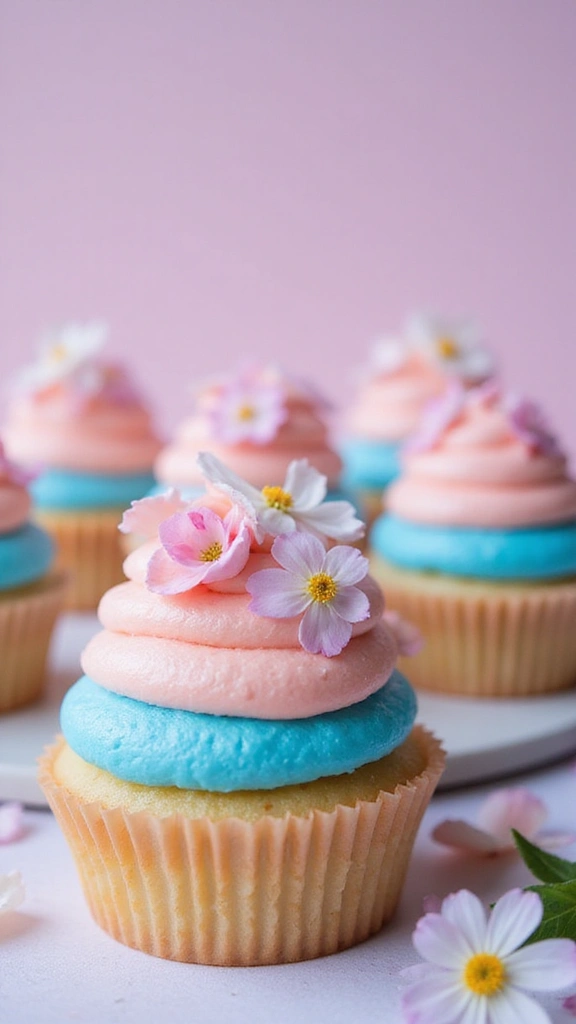 25 Parenting-Approved Gender Reveal Cupcake Ideas Everyone Will Love - 5. Ombre Pink and Blue Cupcakes