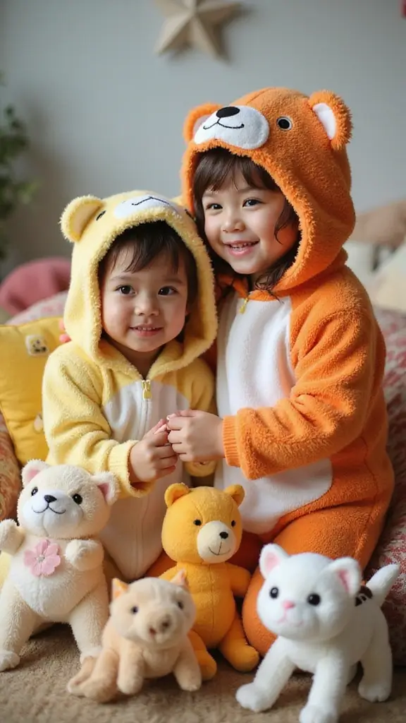 26 Matching Outfit Ideas for Twins You’ll Love - 19. Cute Animal Onesies
