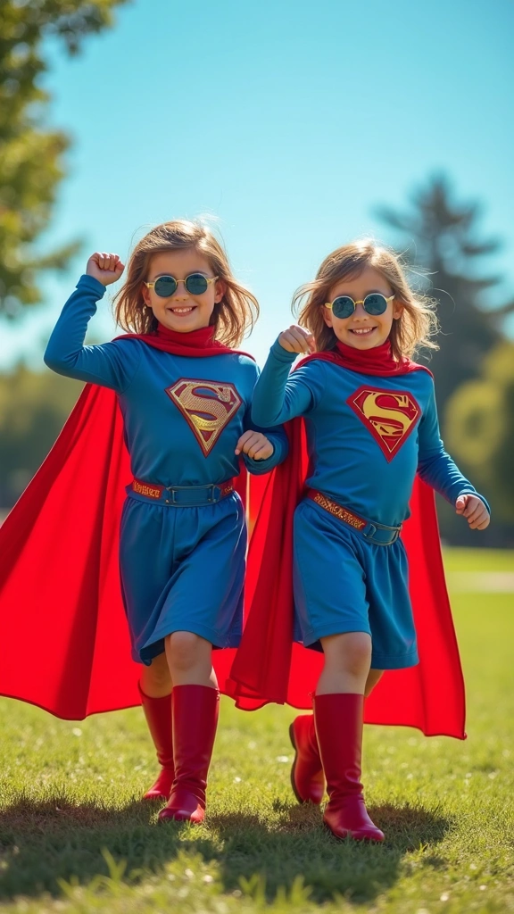 26 Matching Outfit Ideas for Twins You’ll Love - 24. Playful Superhero Outfits