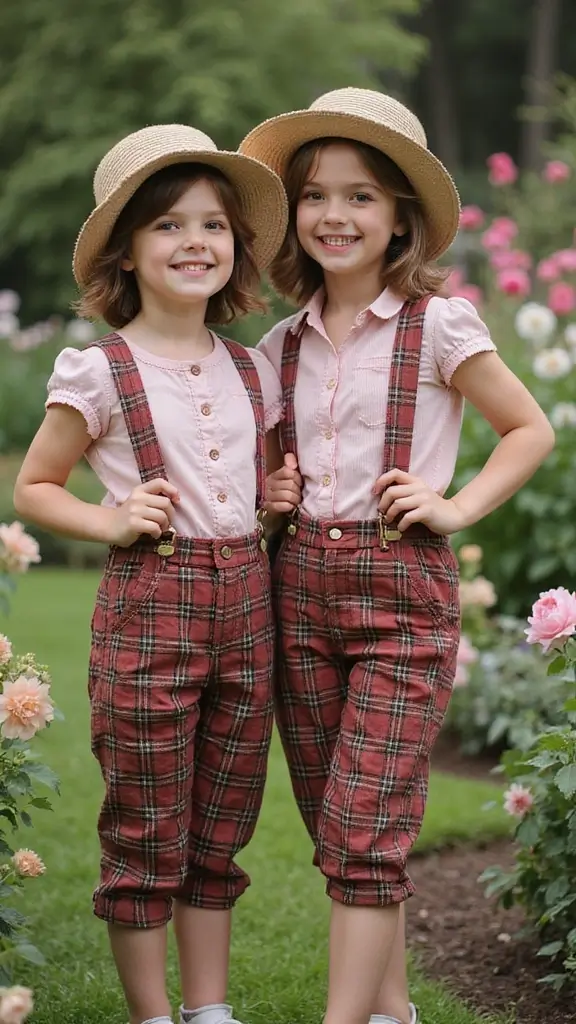 26 Matching Outfit Ideas for Twins You’ll Love - 4. Sweet Vintage Vibes
