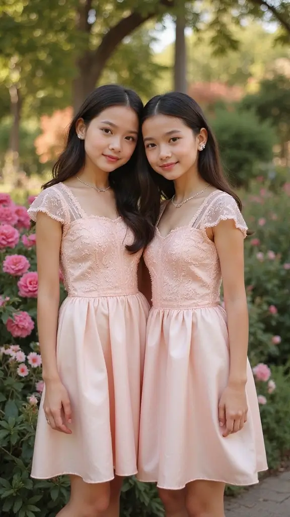 26 Matching Outfit Ideas for Twins You’ll Love - 7. Chic Dressy Attire