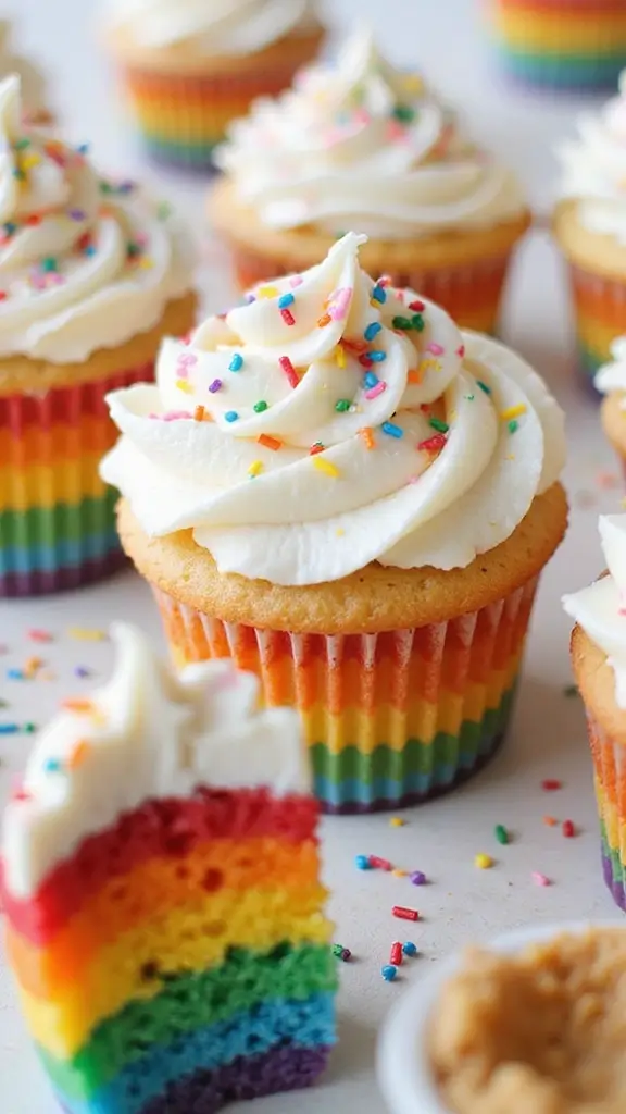 27 Gender Reveal Cupcake Ideas That Will Leave Your Guests Speechless! - 4. Gender Reveal Rainbow Cupcakes