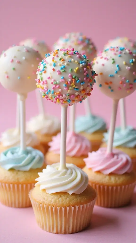 27 Gender Reveal Cupcake Ideas That Will Leave Your Guests Speechless! - 8. Cupcake Cake Pops for Fun